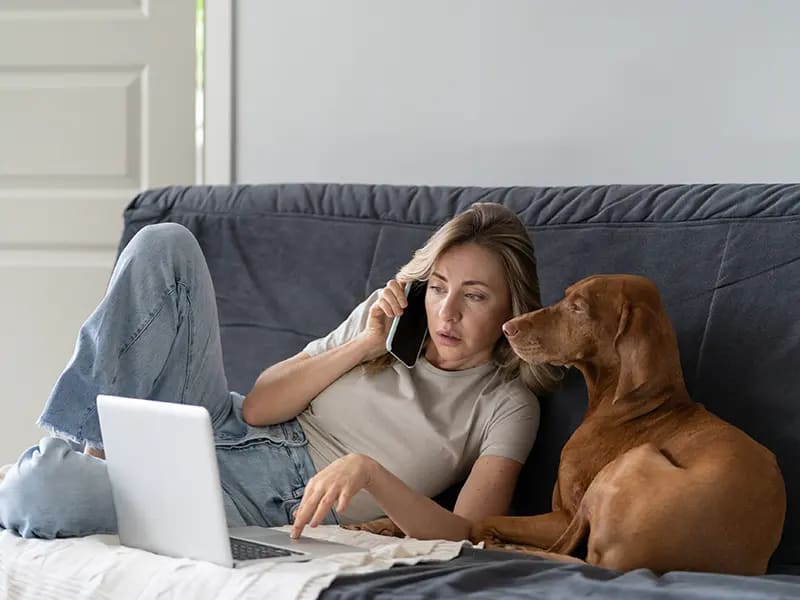 Customer messaging on phone and laptop
